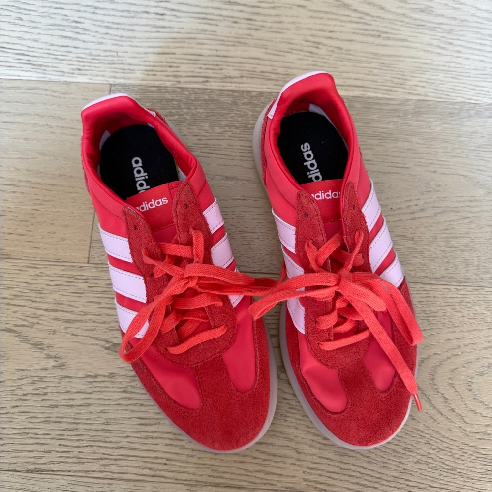 adidas Red and White Low-Top Sneakers